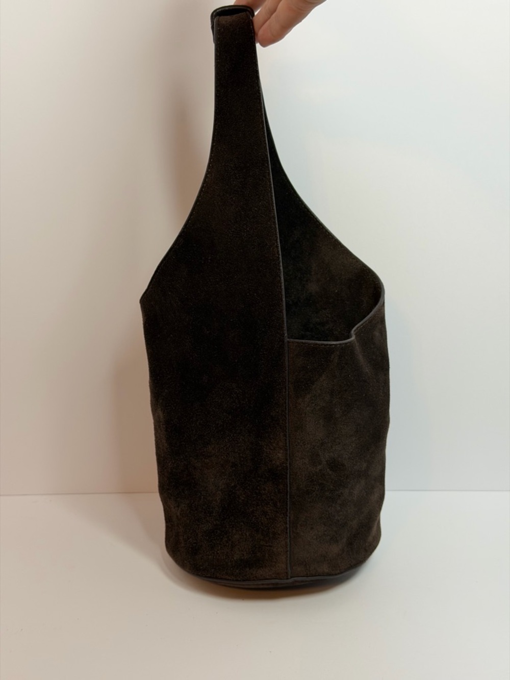 Reformation Small Silvana Brown Suede Bucket Bag